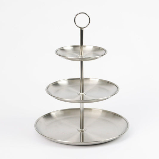 Ceruzo 3 Level Stainless Steel Serving Stand For Tea Cakes Snacks Pastries 33 Cm.