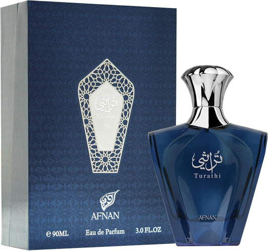 Afnan Turathi Blue Eau De Parfum Men’s Fragrance 90ml Long Lasting Luxury Scent Deluxe.