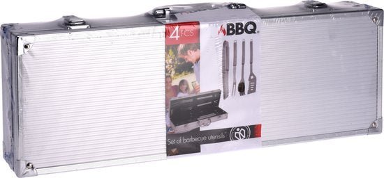 Barbecue Tool Set in Aluminum Suitcase Complete BBQ Grill Accessories Kit - Afanaya