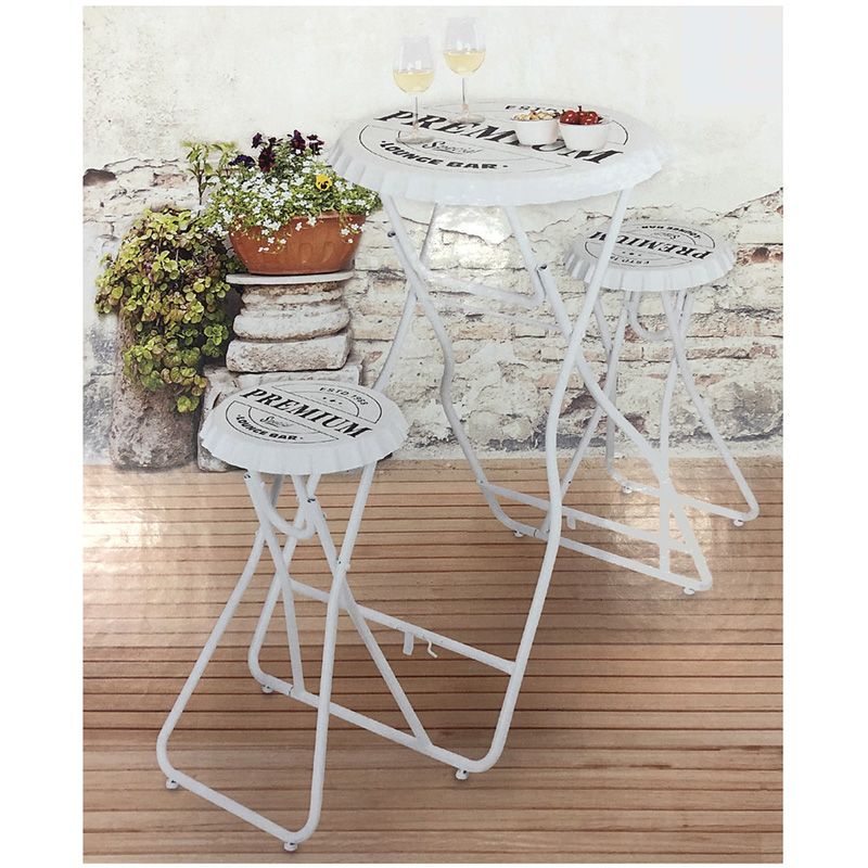 Bartafel Met 2 Stoelen - Wit - Afanaya