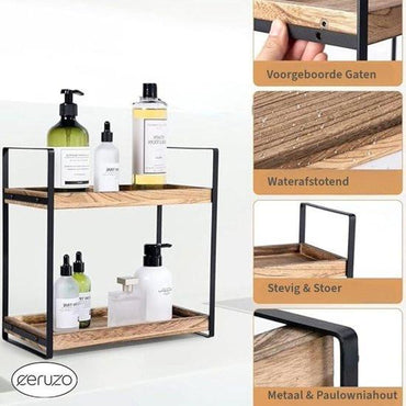 Bathroom Counter Organizer with Basket Durable Stylish Storage for Clutter Free Countertop.