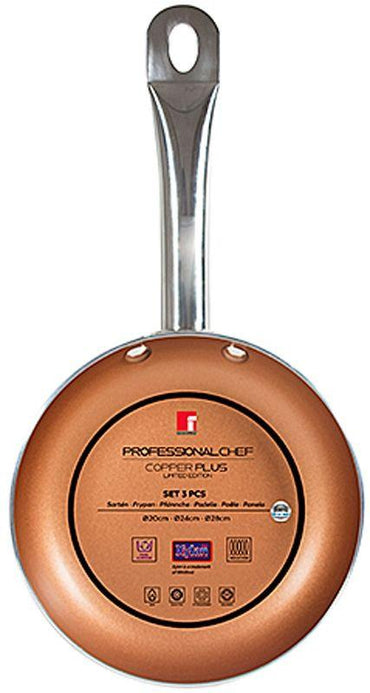 Bergner Copper Plus Cookware Set 20 24 28 Cm Nonstick Durable Three Piece Pots And Pans.