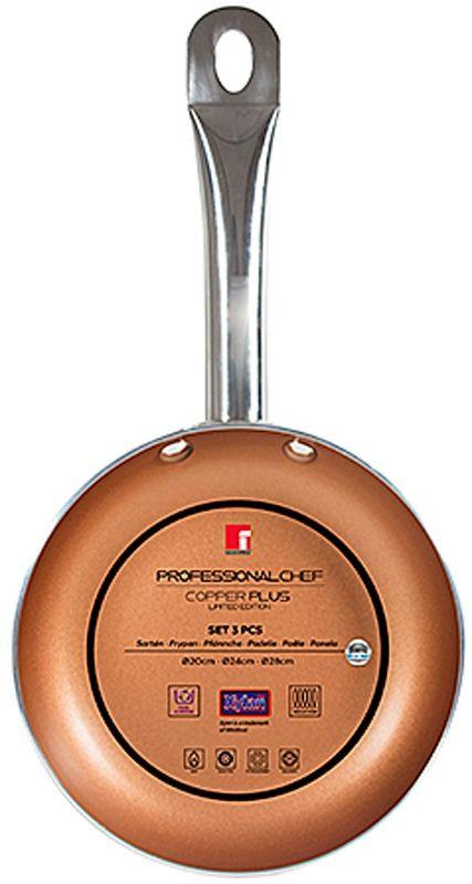 Bergner Copper Plus Cookware Set 20 24 28 Cm Nonstick Durable Three Piece Pots And Pans.
