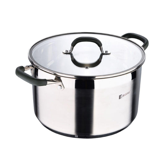 Bergner Midnight 9.5L Stainless Steel Soup Pot with Lid – 28 cm.