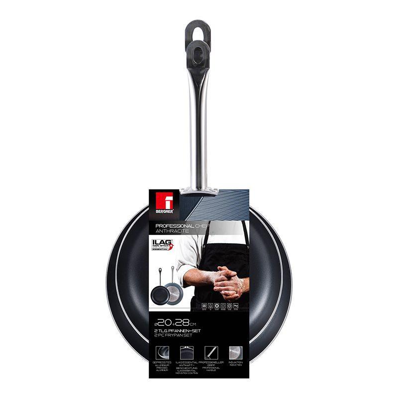 Bergner Professional Chef Frying Pan Set For Induction Compatible 20 Cm And 28 Cm Durable Cookware.