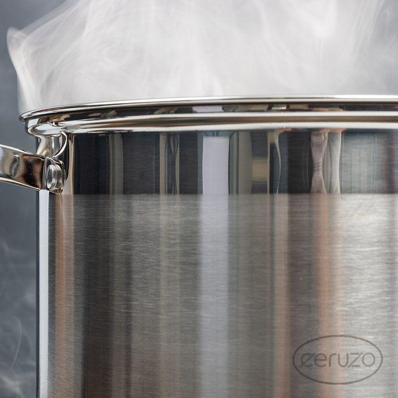 Ceruzo Stainless Steel Soup Pot 9.5 Liter Induction Compatible With Glass Lid Dishwasher Safe.