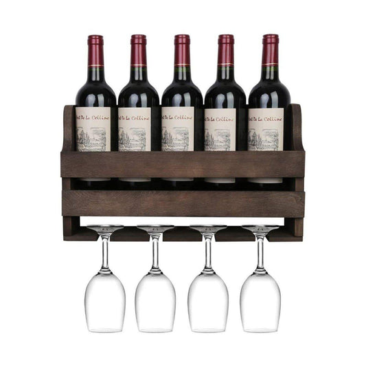 Ceruzo Wooden Wine Rack Wall Mounted Bottle Holder And Stylish Wine Storage For Home Bar And Kitchen.