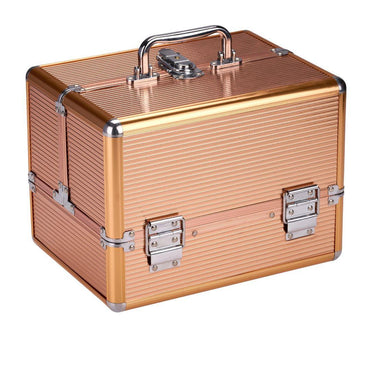 Touch of Beauty Aluminum Makeup Case – Lockable Cosmetic Organizer with Trays.