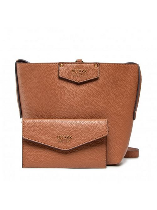 Guess Brenton Caramel Eco-Leder Strukturierte Handtasche — Luxuriöse Designer-Tasche für Damen