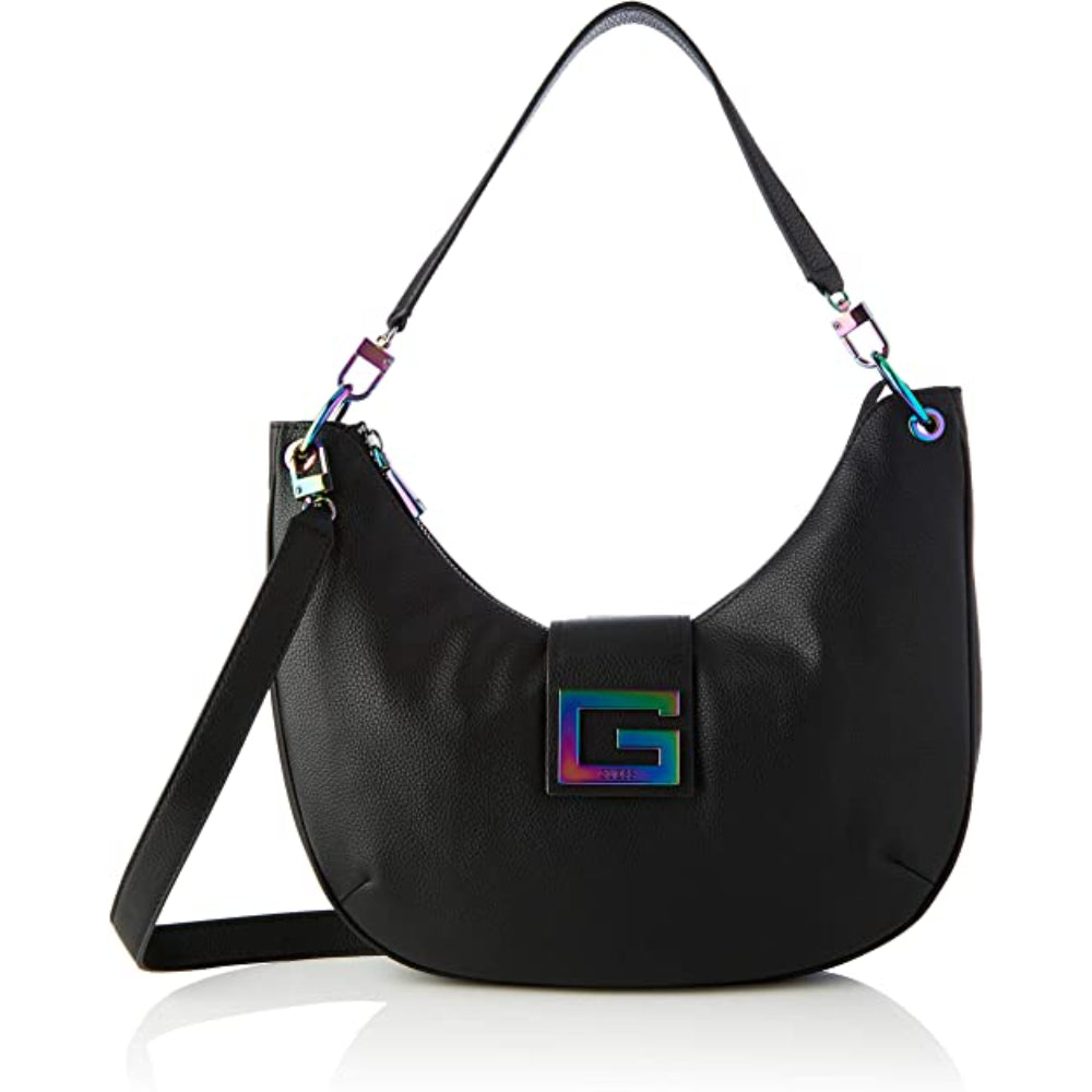 Guess, Brightside, Polyurethan, Textiltasche, Große Hobo, Schwarz, Für Damen