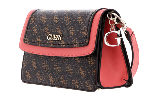 Guess, Camy, Synthetisches Leder, 4G-Logo, Umhängetasche aus Textil, Koralle/Braun, Für Damen