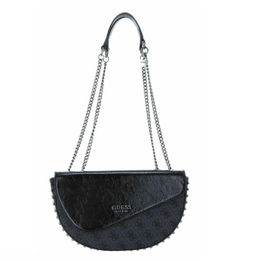 Guess Convertible Crossbody Flap Bag — Luxury Black Textile Handbag for Women.