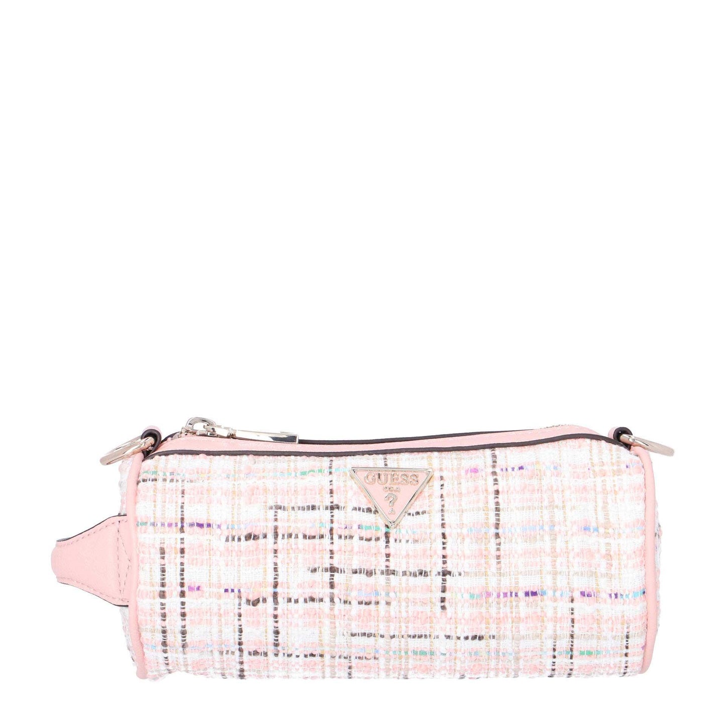 Guess, Manhattan, Polyester, Shoulder Bag, Textile Crossbody Bag, Pink Tweed, For Women.