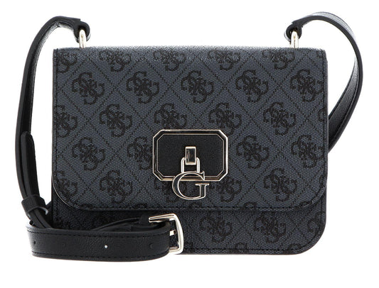 Guess, Noelle, Belt, Magnetic Clip, Textile Crossbody Bag, Black, 14 x18.5 x7 cm, For Women.