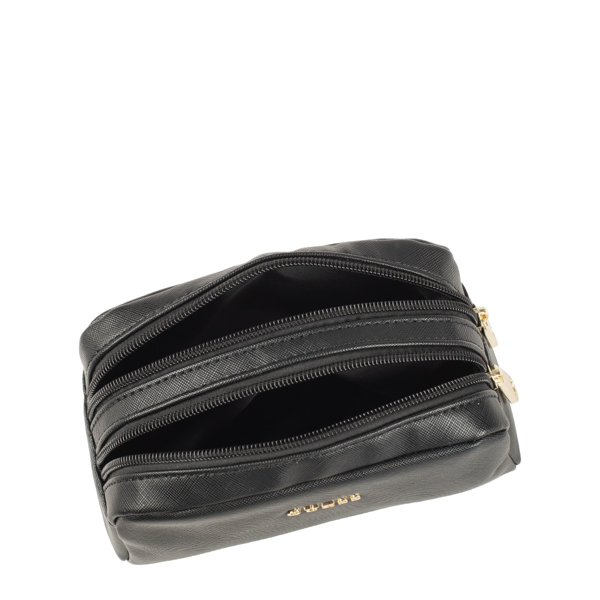 Guess Saffiano Vanilla Women's Toiletry Bag Black Synthetic Leather 23x17x8cm.