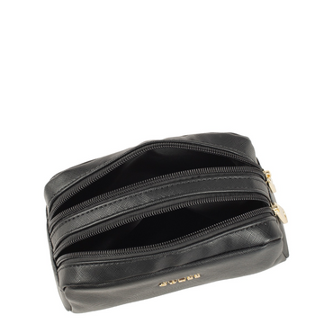 Guess Saffiano Vanilla Women's Toiletry Bag Black Synthetic Leather 23x17x8cm.