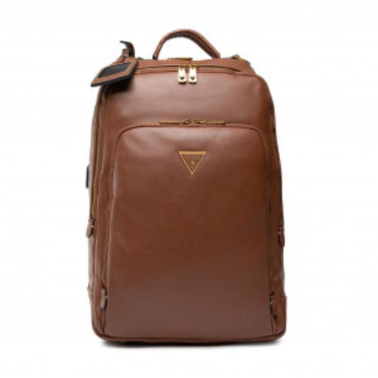 Guess Scala Men's Backpack Brown Synthetic Leather 27.5x42.5x13cm.