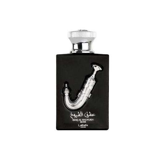Lattafa Ishq Al Shuyukh Silver Eau de Parfum Unisexe 100ml – flacon