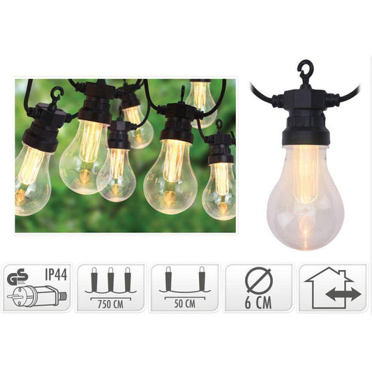 Outdoor LED Light String With 10 Reflector Lamps For Garden, Patio, Balcony Festive Outdoor Lighting.