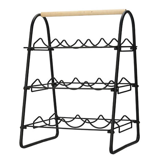 Metal Wine Rack Holds 9 Bottles Modern Freestanding Wine Storage Organizer for Home & Kitchen - Afanaya