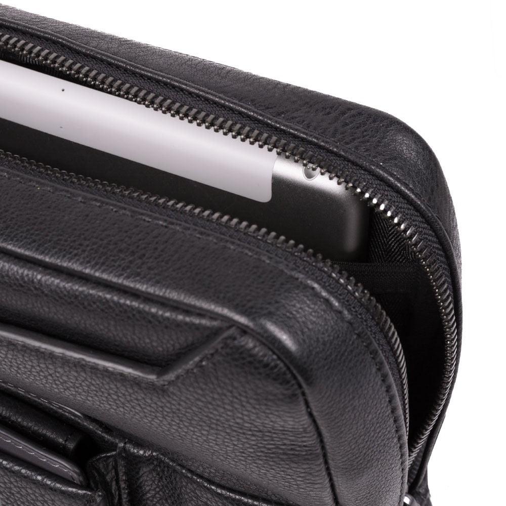 Piquadro Tallin Men's Leather Crossbody Bag iPad Sleeve Black CA1816W108.