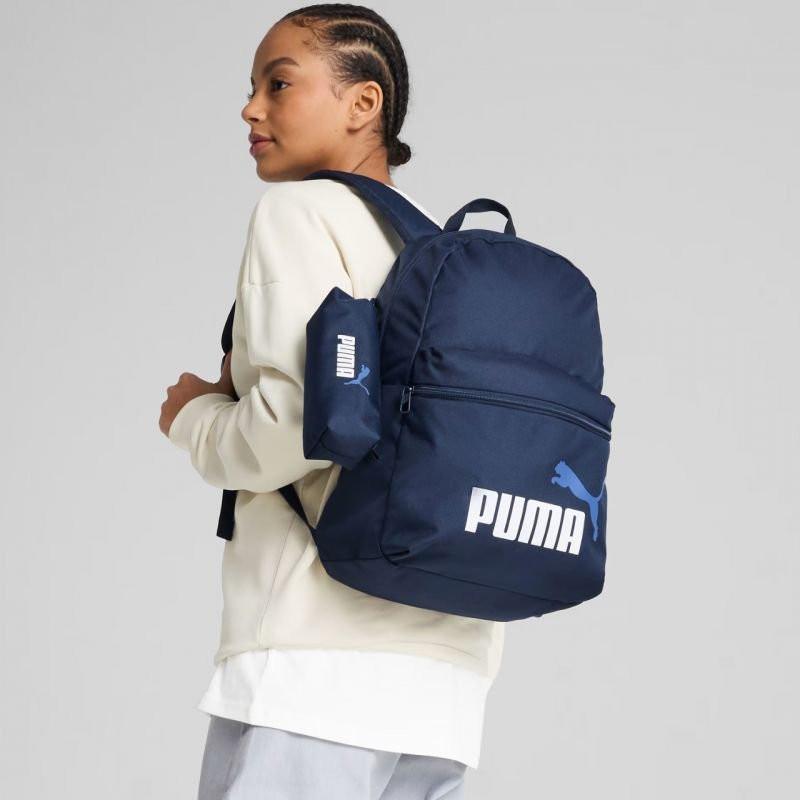 Puma Phase Set Backpack With Pencil Case Navy Blue Durable Everyday Carry Set For School And Travel.