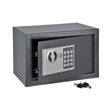 Safe With Electric Lock In Dark Grey Solid Steel Safe With Two Bolt Locking And Digital Code Access.