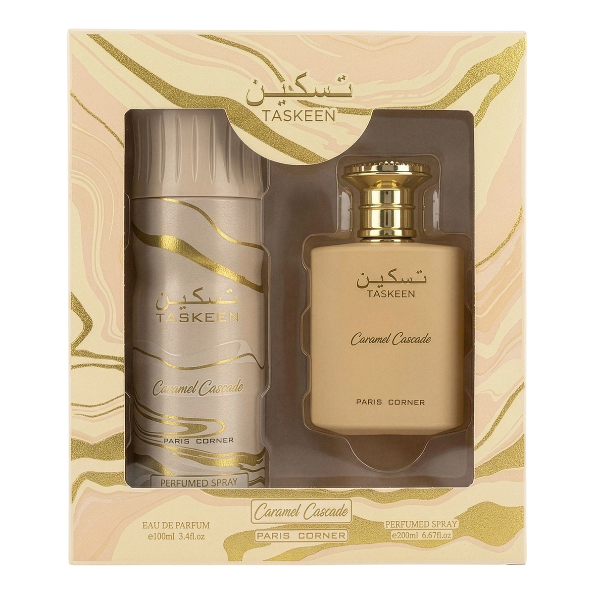 Coffret Paris Corner Taskeen Caramel Cascade Eau de Parfum 100ml + Déodorant 200ml Unisexe