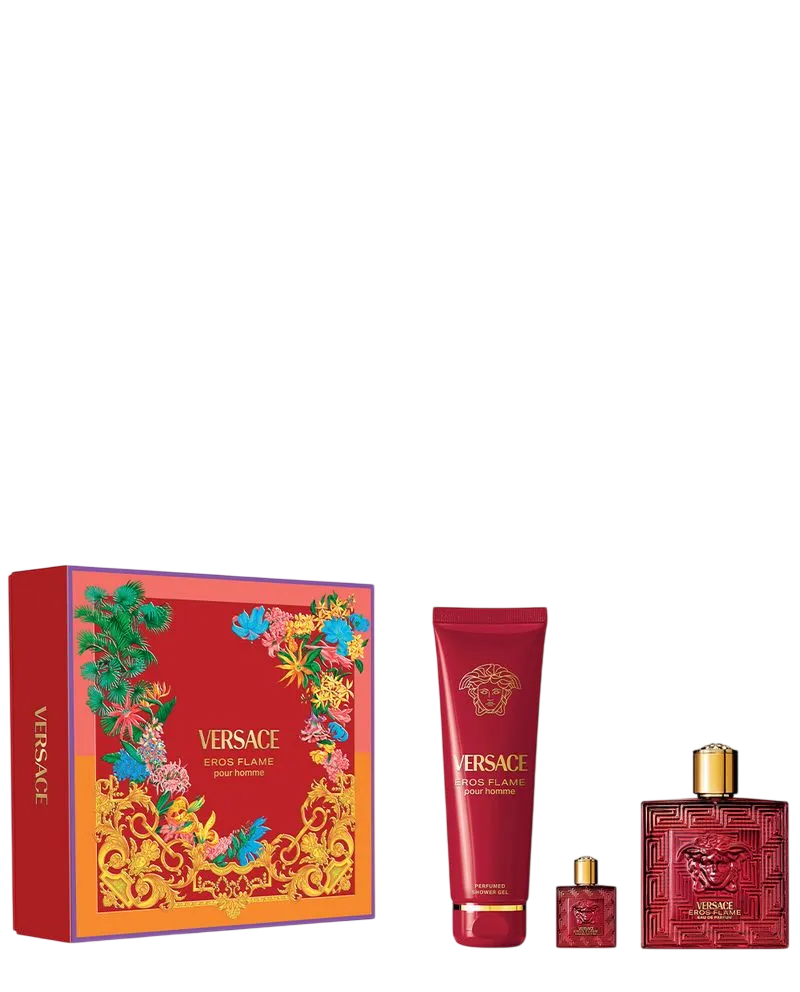Coffret Versace Eros Flame Homme – EDP 100ml + Gel Douche 150ml + EDP 5ml – coffret