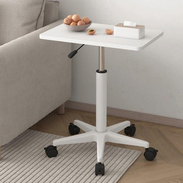 Side Table With Adjustable Gas Spring Height 60 To 80 Cm In White MDF Top 60x39 Cm Pro.