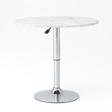 Oval Height Adjustable Swivel Side Table For Living Room With Marble Tray White Finish.
