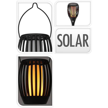 Solar Garden Lamp Torch Black LED Flame Effect Outdoor Light 3 In 1 Spike Decorative Waterproof Lamp.