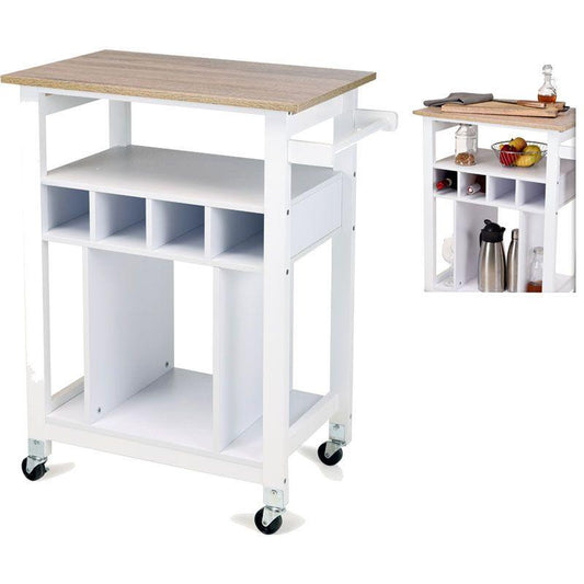 Stylish Kitchen Trolley Modern Rolling Storage Cart With Shelves And Drawer For Home Kitchen.