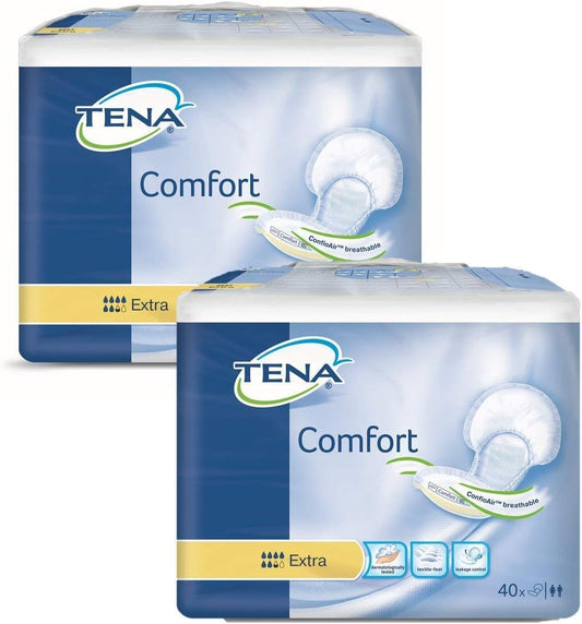 TENA Comfort Extra ProSkin 80 Pack – High Absorbency Protective Pads (2×40).
