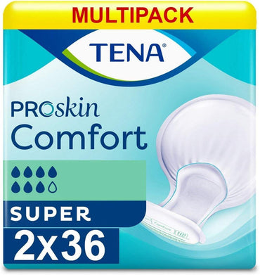 TENA Comfort ProSkin 72 Pack Protective Pads, Skin-Friendly Comfort & Secure Fit (2×36).