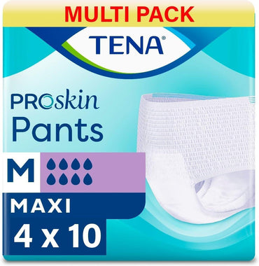 TENA ProSkin Pants Maxi 40 Pack – Unisex Disposable Protective Underwear (4×10).