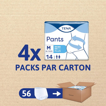 TENA Pants Plus Size M 56 Pack – Disposable Unisex Protective Underwear (4×14)