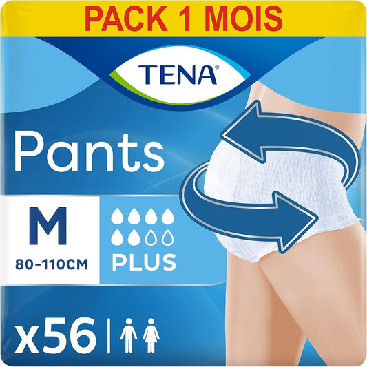 TENA Pants Plus Size M 56 Pack – Disposable Unisex Protective Underwear (4×14).