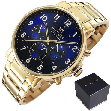 Tommy Hilfiger Daniel 1710384 Mens Stainless Steel Chronograph Watch With Blue Dial.