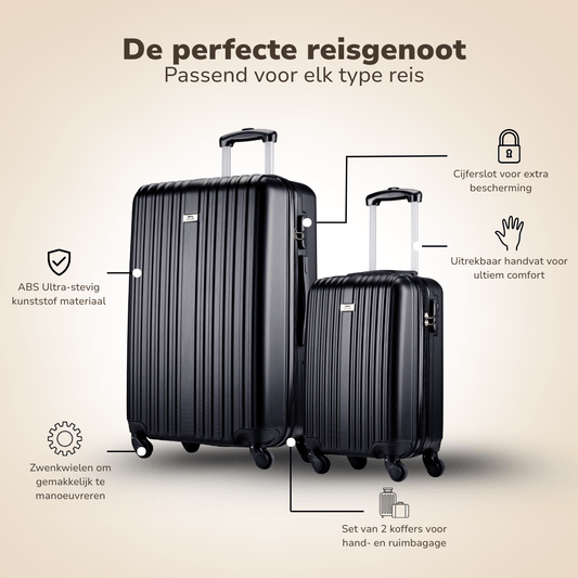 Trolley Set 2Pcs Black - Afanaya