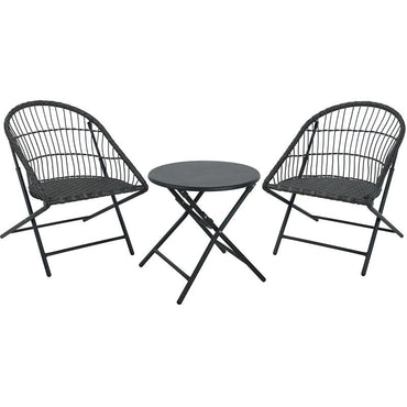 Ambiance Bistroset - 3 - Delig - Tuinset Met Bijzettafel - Metaal - Vouwbaar - Afanaya