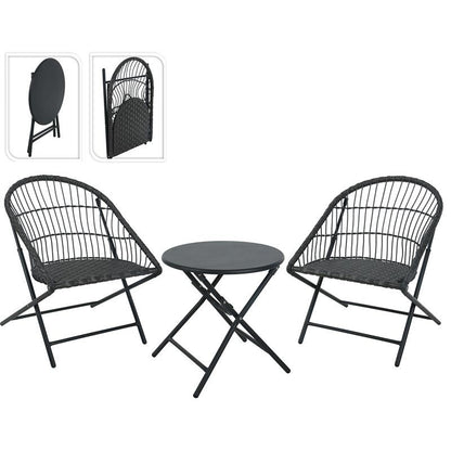 Ambiance Bistroset - 3 - Delig - Tuinset Met Bijzettafel - Metaal - Vouwbaar - Afanaya