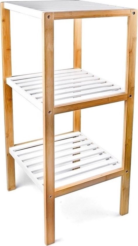Bamboo and MDF Towel Rack Modern Bathroom Storage Stand - Afanaya