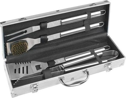 Barbecue Tool Set in Aluminum Suitcase Complete BBQ Grill Accessories Kit - Afanaya