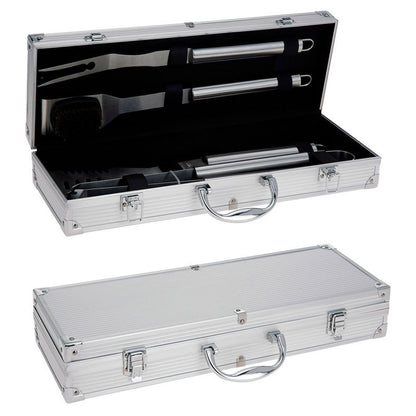 Barbecue Tool Set in Aluminum Suitcase Complete BBQ Grill Accessories Kit - Afanaya