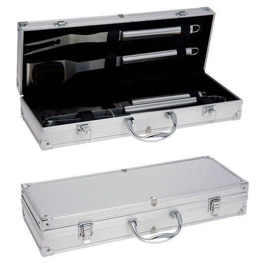 Barbecue Tool Set in Aluminum Suitcase Complete BBQ Grill Accessories Kit - Afanaya