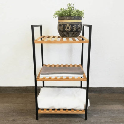 Bathroom Towel Rack 3 - Tier Storage Shelf – 38 x 32 x 70 cm Space - Saving Organizer - Afanaya