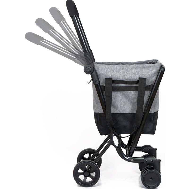 Ceruzo by Playmarket Easy Go Shopping Trolley Foldable Grocery Cart Black/Grey 43.5L Capacity - Afanaya