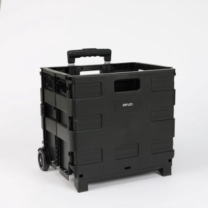 Ceruzo Folding Trolley with 30L Crates Portable Storage Cart with Collapsible Boxes - Afanaya