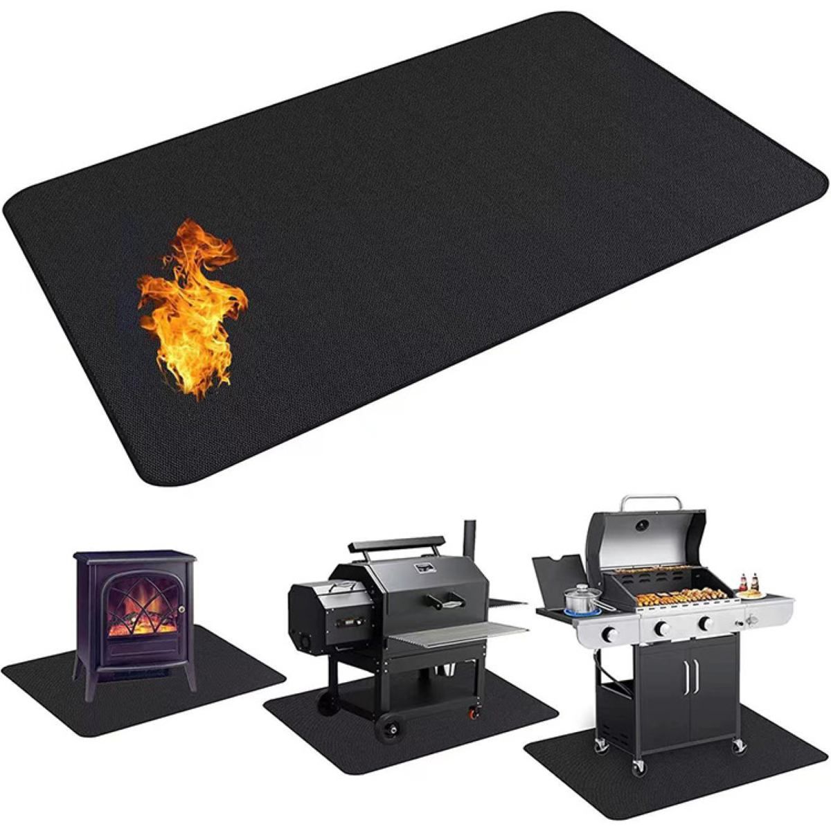 Ceruzo Hittebestendige Vloermat - 160X90 Cm - Voor Bbq - Buitenoven - Vuurschaal - Afanaya
